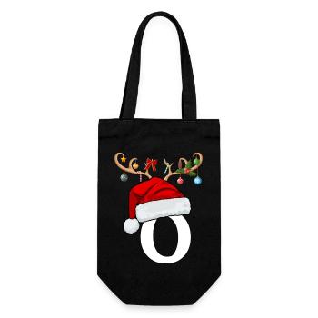 Brief O Weihnachtsmütze - Geschenkbeutel für Flaschen - Schwarz - Vorne