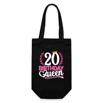 20th birthday woman 20 years old 20th 20s Queen - Gift Bag for Bottles - black - Front