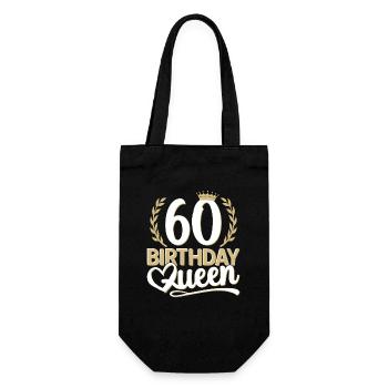60. Geburtstag Frau 60 Jahre alt 60ter 60er Queen - Geschenkbeutel für Flaschen - Schwarz - Vorne