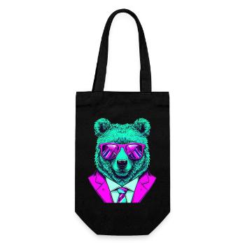 cool boss bear with sunglasses on - Geschenkbeutel für Flaschen - Schwarz - Vorne