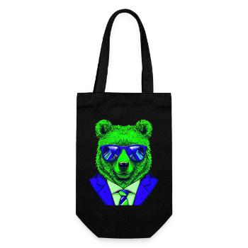 cool boss bear with sunglasses on - Geschenkbeutel für Flaschen - Schwarz - Vorne