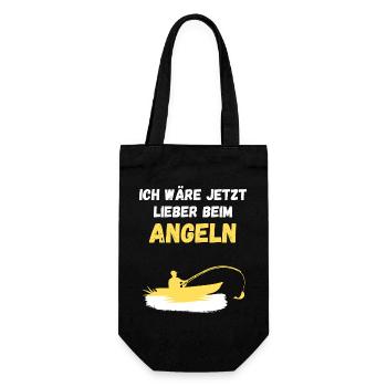 Ich wäre jetzt lieber beim Angeln - Geschenkbeutel für Flaschen - Schwarz - Vorne