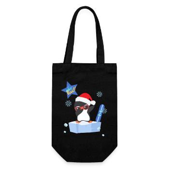 Eis cool, Tupfer Pinguin und Schnee, lustiger Pinguin. - Geschenkbeutel für Flaschen - Schwarz - Vorne