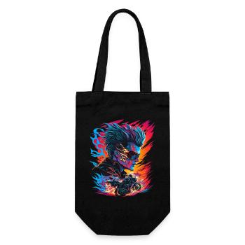 Ghostrider Illustration Moto Synthwave Art - Sac à bouteille - noir - Devant