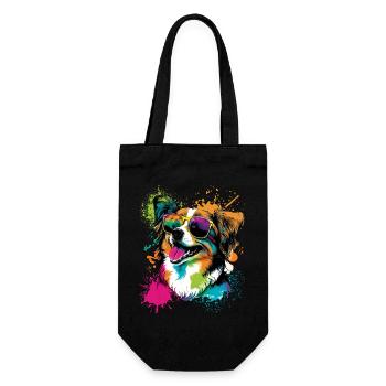 Ein süßer Hund mit Sonnenbrille Geschenk - Geschenkbeutel für Flaschen - Schwarz - Vorne