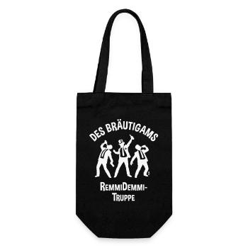Des Bräutigams Remmidemmi-Truppe (JGA Bier Team W) - Geschenkbeutel für Flaschen - Schwarz - Vorne