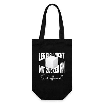 Leg Dich nicht mit Zucker an er ist raffiniert - Geschenkbeutel für Flaschen - Schwarz - Vorne