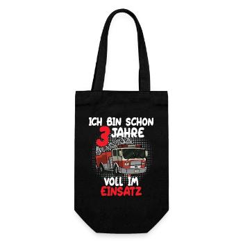 Ich bin schon 3 Jahre voll im Einsatz Feuerwehr - Geschenkbeutel für Flaschen - Schwarz - Vorne