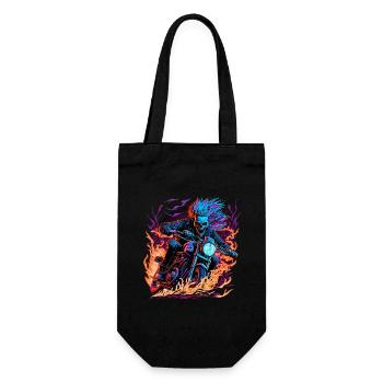 Ghostrider Illustration Moto Synthwave Art - Sac à bouteille - noir - Devant