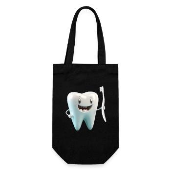 Happy Smiling Molar molar molar with toothbrush - Gift Bag for Bottles - black - Front