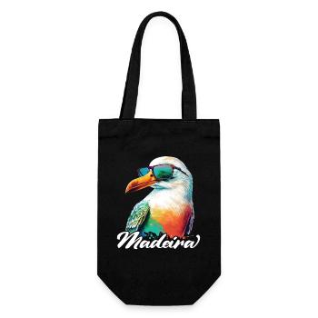 Madeira Urlaub coole bunte Möwe mit Sonnenbrille - Geschenkbeutel für Flaschen - Schwarz - Vorne