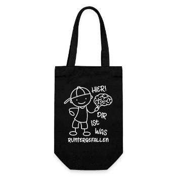 Hier! Dir ist was runtergefallen! Gehirn - Geschenkbeutel für Flaschen - Schwarz - Vorne