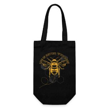 Bee Hex Grid: Life is Better with Bees - Gift Bag for Bottles - black - Front