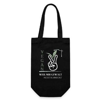 Vegan, weil mir Gewalt nicht schmeckt - Geschenkbeutel für Flaschen - Schwarz - Vorne
