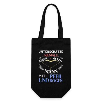 Unterschätze niemals einen alten Mann - Geschenkbeutel für Flaschen - Schwarz - Vorne