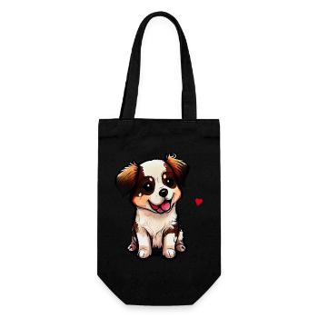 Baby dog with heart: cutest four-legged friends in the world - Gift Bag for Bottles - black - Front