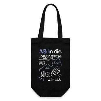 AB In die Jogginghose Bürgergeld wartet blau - Geschenkbeutel für Flaschen - Schwarz - Vorne