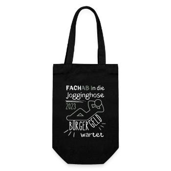 FACHAB In die Jogginghose Bürgergeld wartet grün - Geschenkbeutel für Flaschen - Schwarz - Vorne