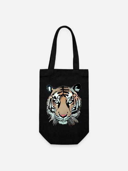 Tiger Illustration - Gift Bag for Bottles - black