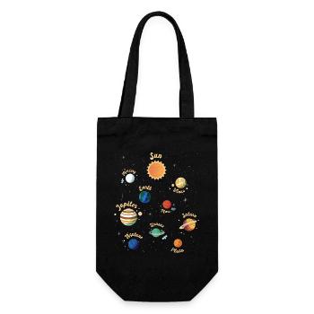 Sonnensystem Planeten Weltraum Wissen für Kinder - Geschenkbeutel für Flaschen - Schwarz - Vorne