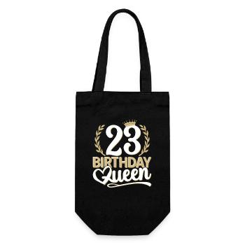 23. Geburtstag Frau 23 Jahre alt 23ter 23er Queen - Geschenkbeutel für Flaschen - Schwarz - Vorne