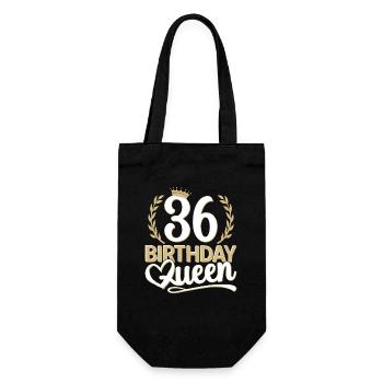 36. Geburtstag Frau 36 Jahre alt 36ter 36er Queen - Geschenkbeutel für Flaschen - Schwarz - Vorne