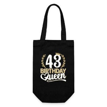 43. Geburtstag Frau 43 Jahre alt 43ter 43er Queen - Geschenkbeutel für Flaschen - Schwarz - Vorne