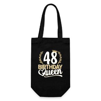 48. Geburtstag Frau 48 Jahre alt 48ter 48er Queen - Geschenkbeutel für Flaschen - Schwarz - Vorne