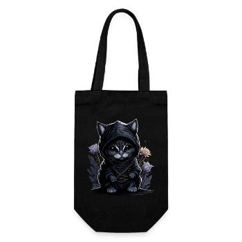 Fühle dich episch mit der Ninja-Katze - Geschenkbeutel für Flaschen - Schwarz - Vorne
