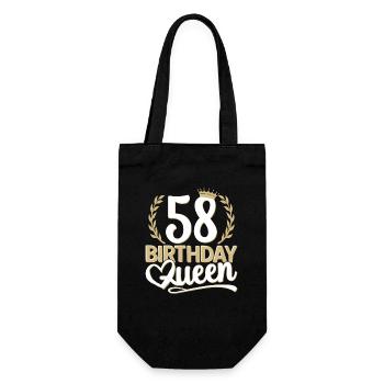 58. Geburtstag Frau 58 Jahre alt 58ter 58er Queen - Geschenkbeutel für Flaschen - Schwarz - Vorne