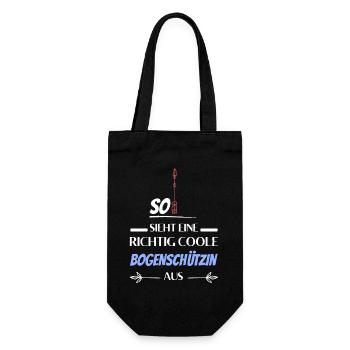 So sieht eine richtig coole Bogenschützin aus - Geschenkbeutel für Flaschen - Schwarz - Vorne
