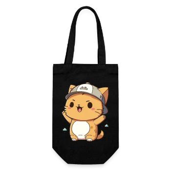 Cute cat wearing a hat - Gift Bag for Bottles - black - Front