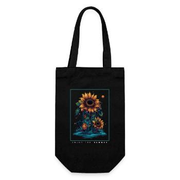 Psychedelische Sonnenblumen Garten Natur Geschenk - Geschenkbeutel für Flaschen - Schwarz - Vorne