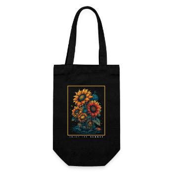 Psychedelische Sonnenblumen Garten Natur Geschenk - Geschenkbeutel für Flaschen - Schwarz - Vorne