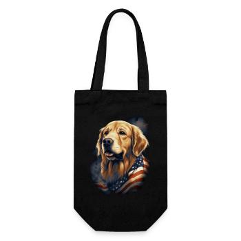 Golden Retriever Amerikanische Flagge Geschenkidee - Geschenkbeutel für Flaschen - Schwarz - Vorne