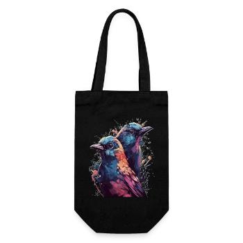 High Gloss Design Bird Birds Bird Colorful Couple - Gift Bag for Bottles - black - Front
