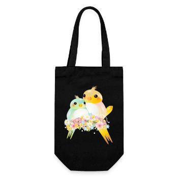 Deux canaris arrondis dans une splendeur de fleurs - Sac à bouteille - noir - Devant
