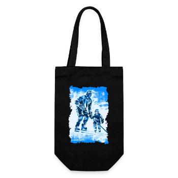 Vater und Sohn Eishockey Vatertags Geschenk - Geschenkbeutel für Flaschen - Schwarz - Vorne