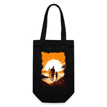 Vater und Sohn Surfen Surfer Geschenk - Geschenkbeutel für Flaschen - Schwarz - Vorne