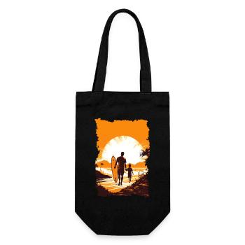 Vater und Sohn Surfen Surfer Geschenk - Geschenkbeutel für Flaschen - Schwarz - Vorne