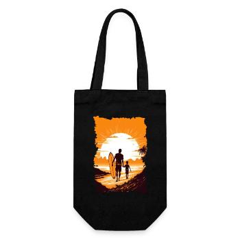 Vater und Sohn Surfen Surfer Geschenk - Geschenkbeutel für Flaschen - Schwarz - Vorne