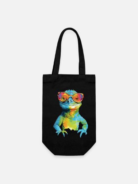 Geck le lézard à lunettes - Sac à bouteille - noir