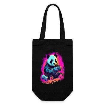 cute fat japanese Panda gamer Play Consol - Geschenkbeutel für Flaschen - Schwarz - Vorne