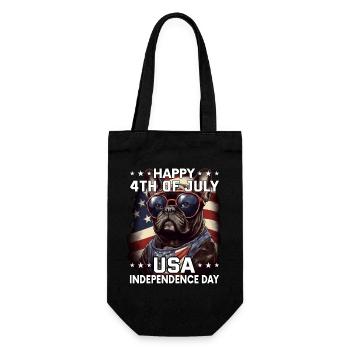 Bulldogge 4 July Independence Day USA Flagge - Geschenkbeutel für Flaschen - Schwarz - Vorne