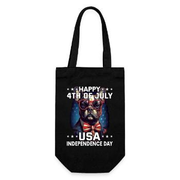Bulldogge 4 July Independence Day USA Flagge - Geschenkbeutel für Flaschen - Schwarz - Vorne