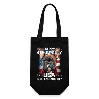 Bulldogge 4 July Independence Day USA Flagge - Geschenkbeutel für Flaschen - Schwarz - Vorne