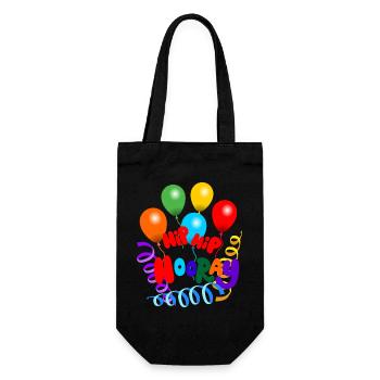 Hippe hippe Hurra-Girlanden und Luftballons - Geschenkbeutel für Flaschen - Schwarz - Vorne