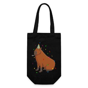 Capybara Geburtstag - Geschenkbeutel für Flaschen - Schwarz - Vorne