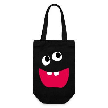 Freches Monster Lachen Zähne Kinder Comic lustig - Geschenkbeutel für Flaschen - Schwarz - Vorne