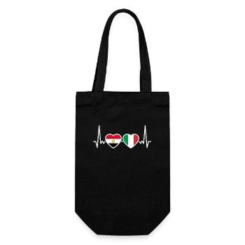 Egypt Italy Heartbeat Flag Egyptians - Gift Bag for Bottles - black - Front